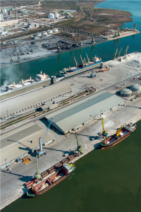 a aerial view of a port