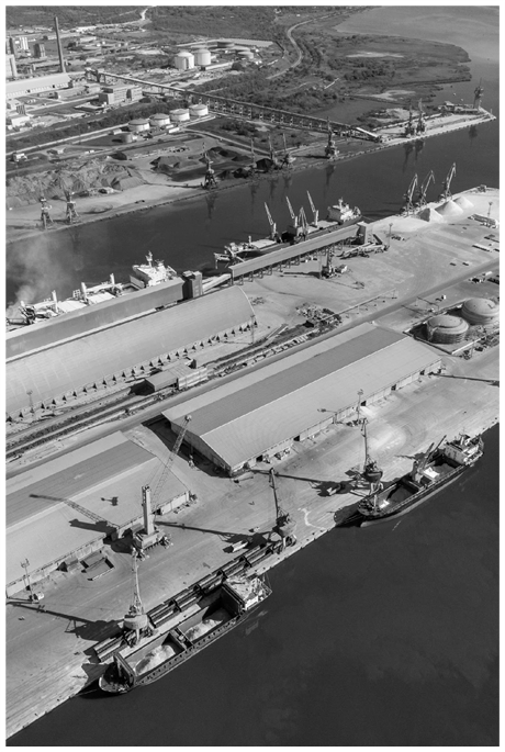 a large port with boats and buildings